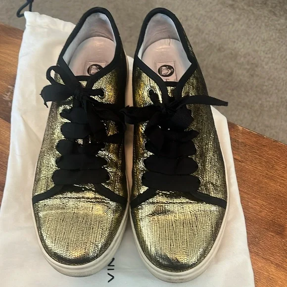Lanvin Shoes Lanvin Gold Sneakers With Silk Laces Gently Used